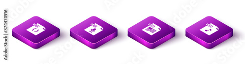 Set Isometric CSS file document, OGG, PDF and MP3 icon. Vector.