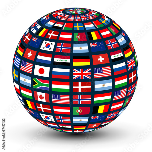 Globe with flags of the wor...