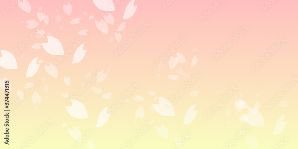 Beautiful falling pile of sakura leave along the wind on warming atmosphere red to yellow gradient background. Beautiful falling pile of sakura leave along the wind on warming atmosphere red to yellow gradient background.