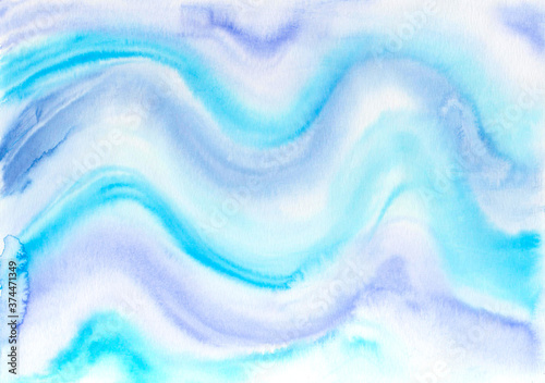 Hand painted watercolor background. Creative wavy textured surface of brush strokes.