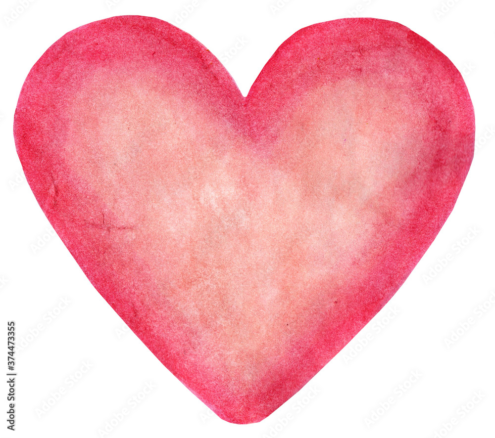 Pink heart. And isolated on a white background. Gentle illustration, valentines day. Hand-drawn.