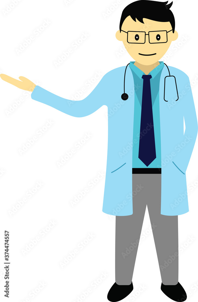 doctor, illustration, man, icon, flat design, doctor icon, directive, symbol, character, vector, medical, health