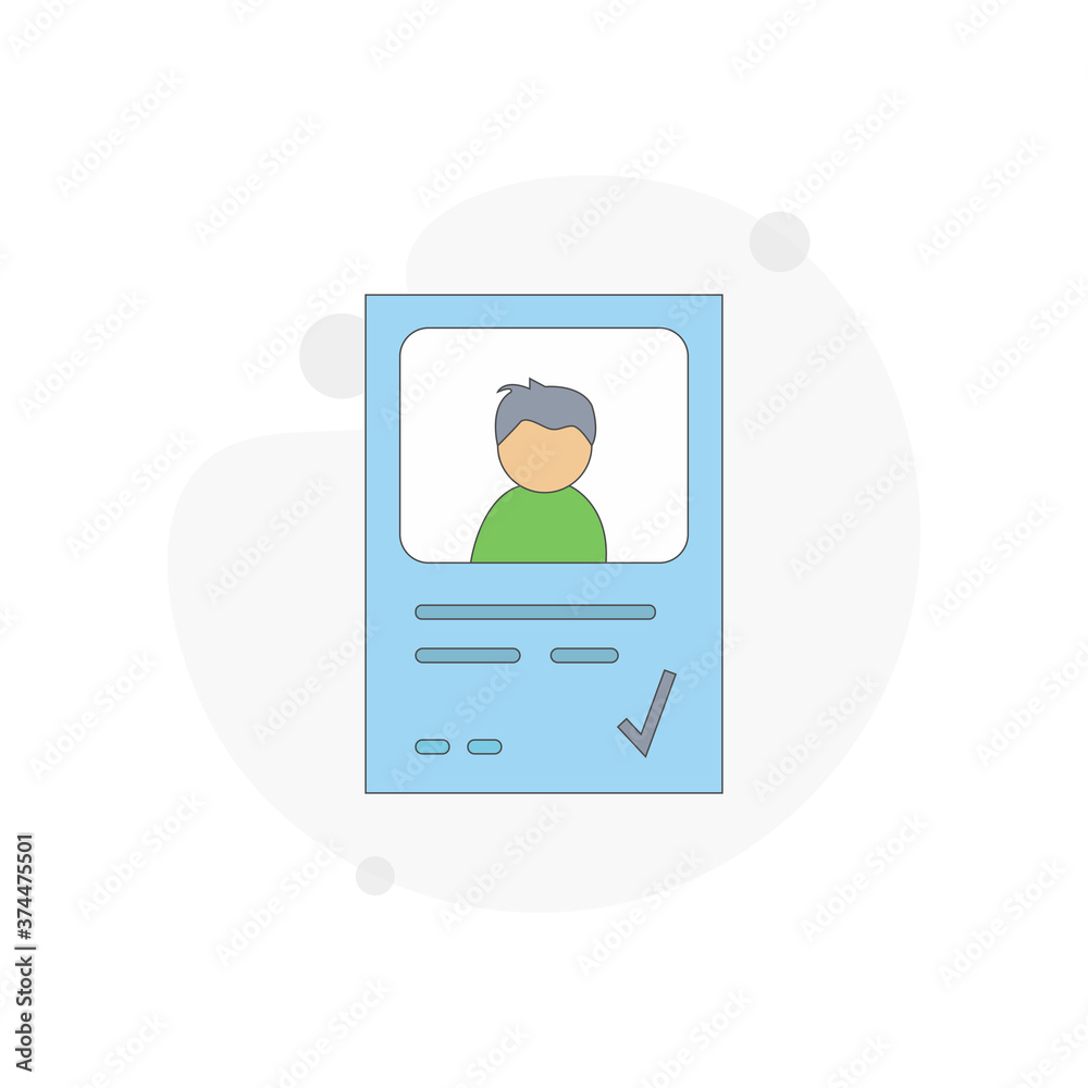 Identity card flat, IDENTIFY vector flat illustration on white