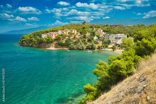 Holiday villas with Mediterranean sea view, Greece coastline