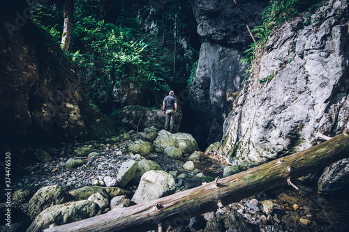 man explore the wild little valley