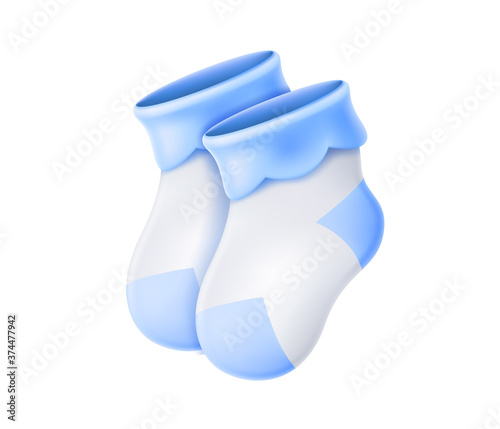 Vector wool baby socks. Newborn baby cute socks 3d