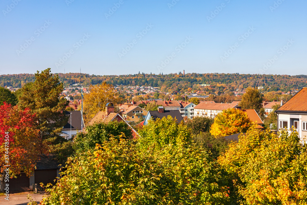 Cityscape at a small swedish town at autumn