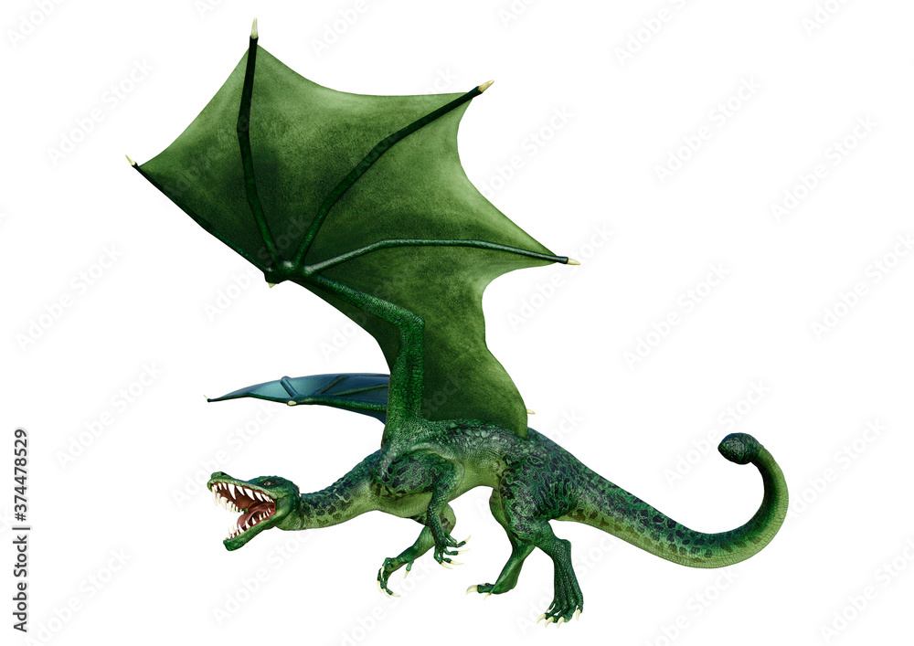 Fototapeta premium 3D Rendering Fairy Tale Dragon on White