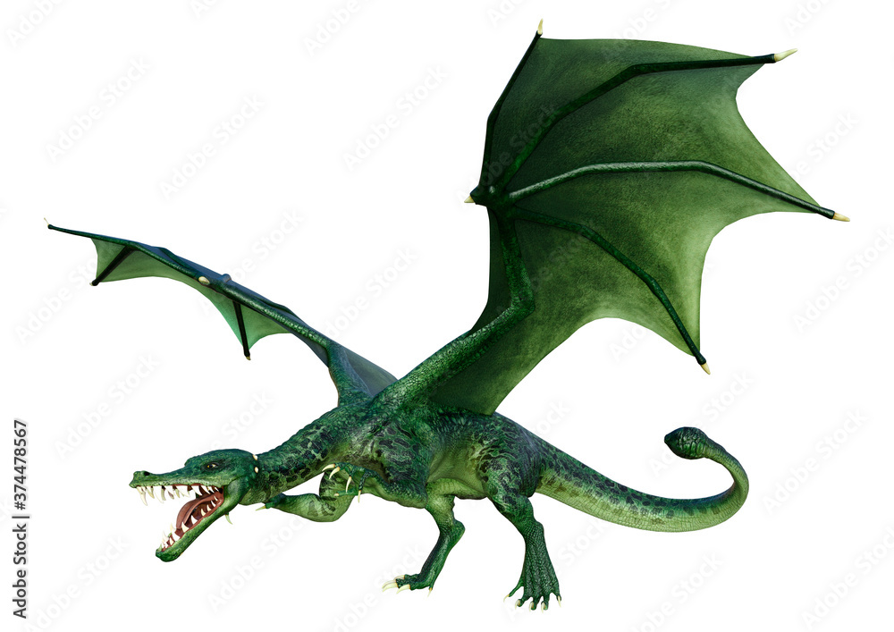 Obraz premium 3D Rendering Fairy Tale Dragon on White