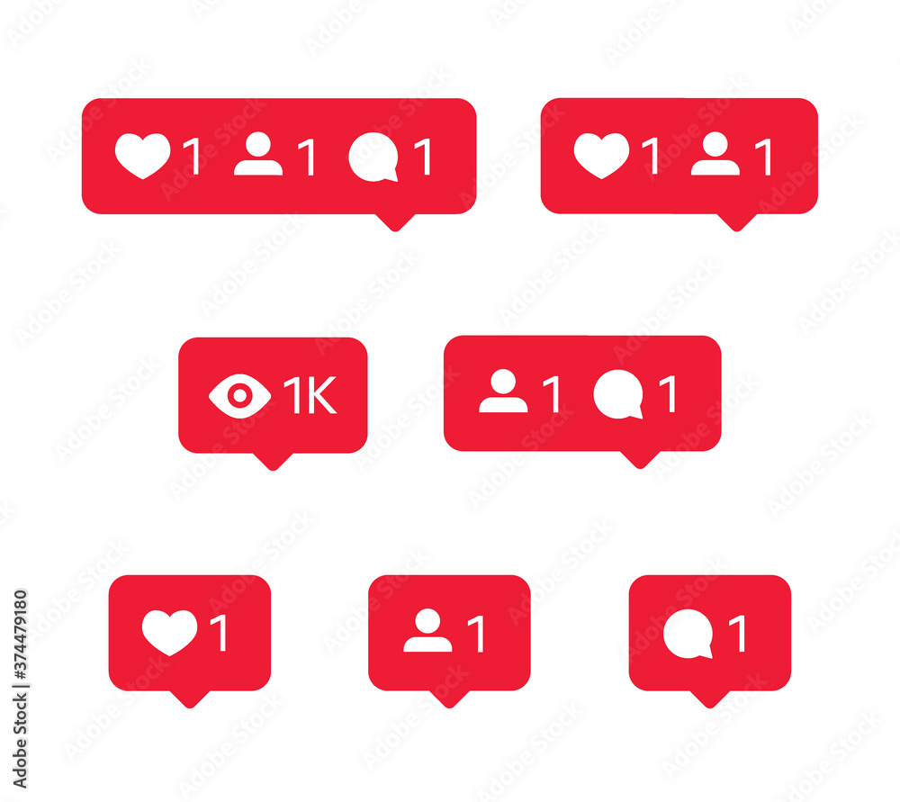 Social network icons, tooltips, speech bubbles, likes, followers and subscribers Social network icons, tooltips, speech bubbles, likes, followers and subscribers