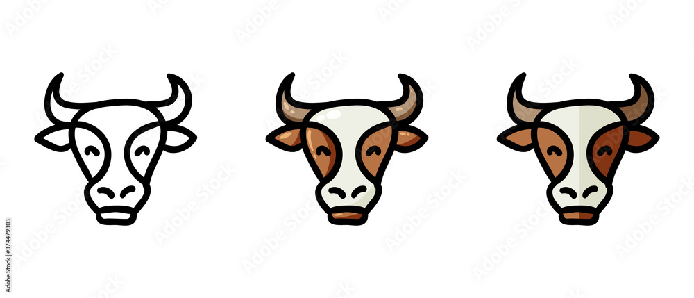 This is a set of icons with different cow style. Outline and colored symbols of a cow. Freehand drawing. Stylish solution for a website. This is a set of icons with different cow style. Outline and colored symbols of a cow. Freehand drawing. Stylish solution for a website.