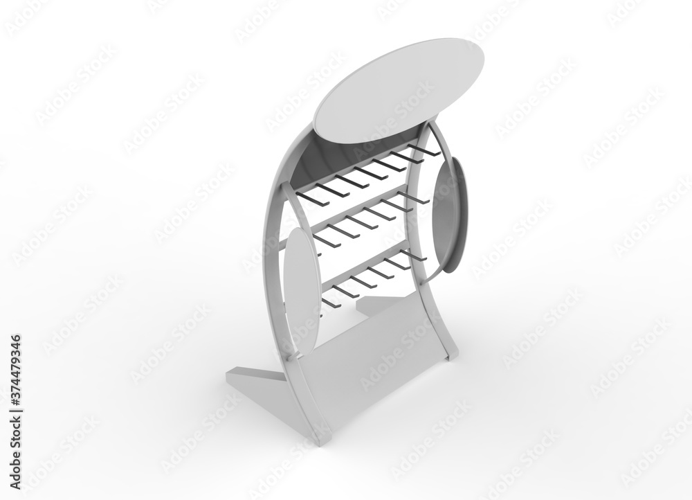 Display stand, retail display stand for product , display stands isolated on white background. 3d illustration Display stand, retail display stand for product , display stands isolated on white background. 3d illustration