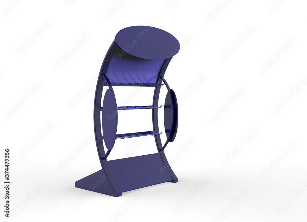 Display stand, retail display stand for product , display stands isolated on white background. 3d illustration Display stand, retail display stand for product , display stands isolated on white background. 3d illustration