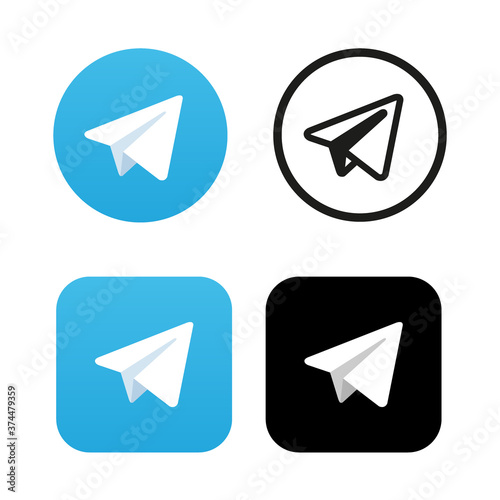 Aircraft Blue Button Icon Vector. Telegram icon. photo