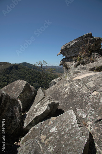Stone Hills and Blue Sky in the Park in Brazil