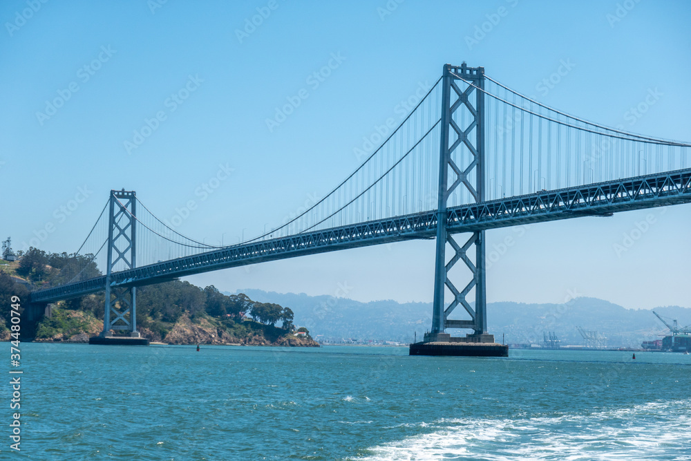 The Oakland Bay Bridge suspension between San Francisco and Oakland