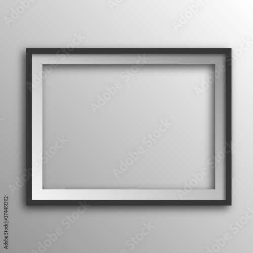 Square picture frame with shadow. 3D picture frame solated.