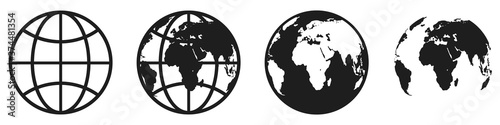 Globe flat icons. Vector symbol of Earth. Planet icon