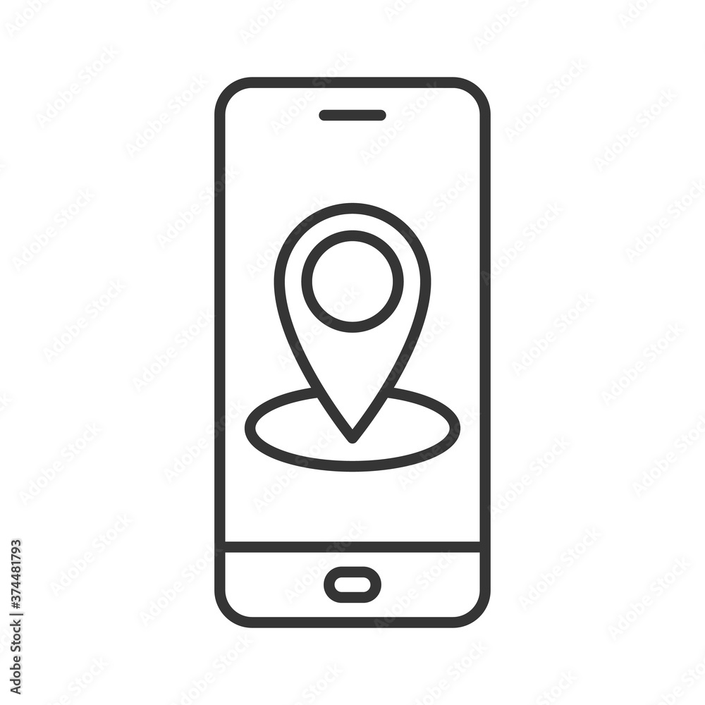 Geweldige eik voetstuk meditatie Mobile GPS icon. Smartphone with map pin icon. Navigation application Stock  Vector | Adobe Stock