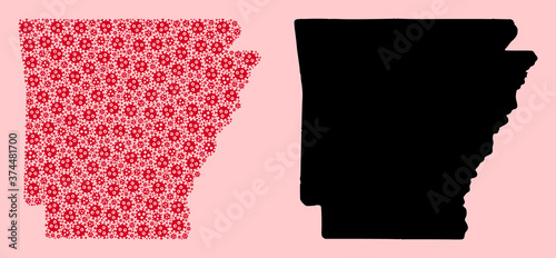 Vector Collage Map of Arkansas State of Flu Virus Icons and Solid Map