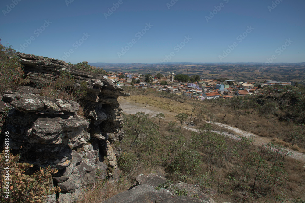 Stone Hills and Partial View of Town in Brazil