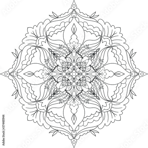 Mandala / Adult Coloring Book Antistress / Flower Coloring Book / Indian Drawing