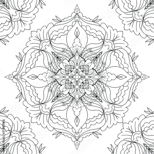 Mandala / Adult Coloring Book Antistress / Flower Coloring Book / Indian Drawing