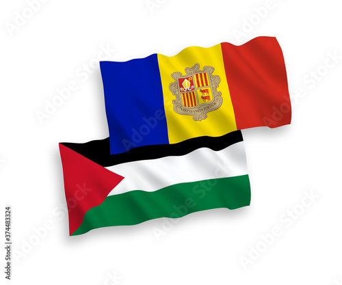 Flags of Andorra and Palestine on a white background