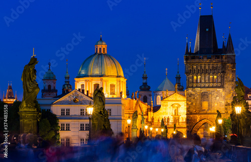 Charles Bridge, Church of St. Francis of Assisi, Klementinum, Church of St. Salvatore, Prague, Czech Republic, Europe