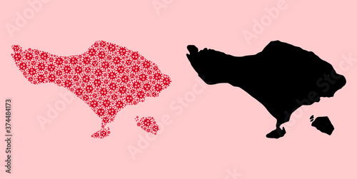 Vector Collage Map of Bali Island of SARS Virus Particles and Solid Map