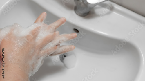 Detailed hand washing gestures to protect against coronavirus and disinfect