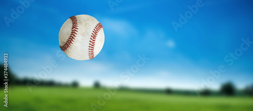 Canvas Print Baseball ball in the air, close up, sport games
