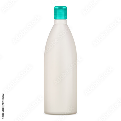 Shampoo bottle mockup. White plastic package template for liquid body milk. Cosmetic product container isolated on background. Hair care moisturizer oil pack 3d illustration
