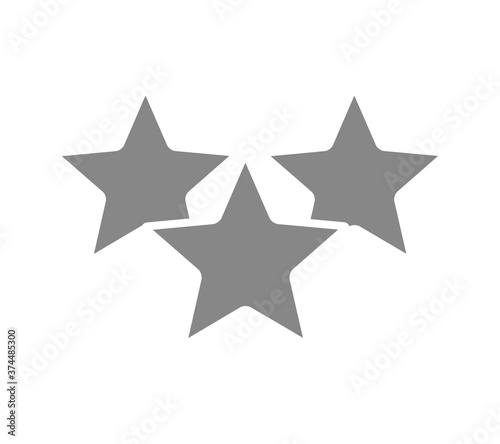 Three stars  customer review gray icon. Rating  add to favorites  feedback symbol