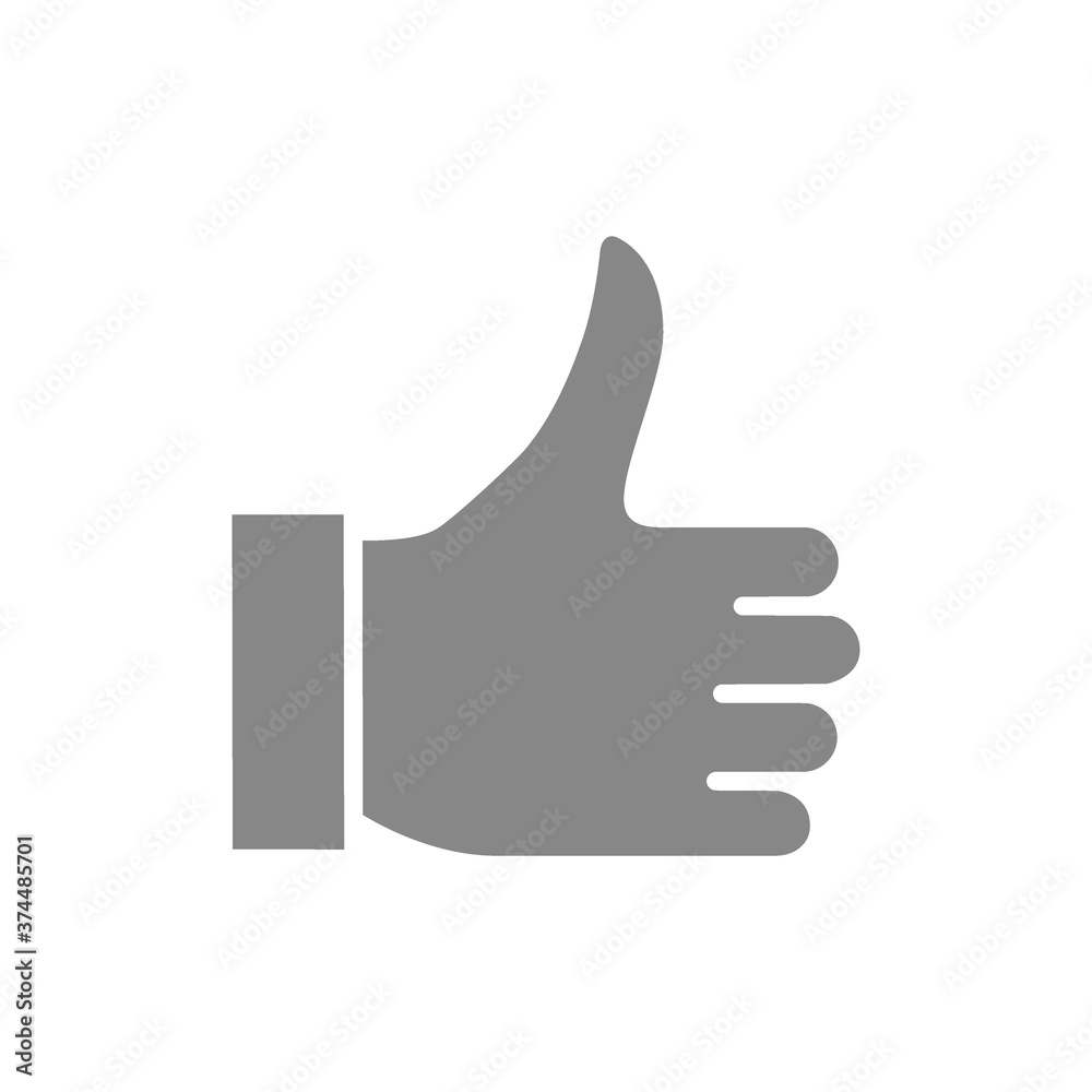 Like, thumb up gray icon. Approve gesture, best symbol Like, thumb up gray icon. Approve gesture, best symbol