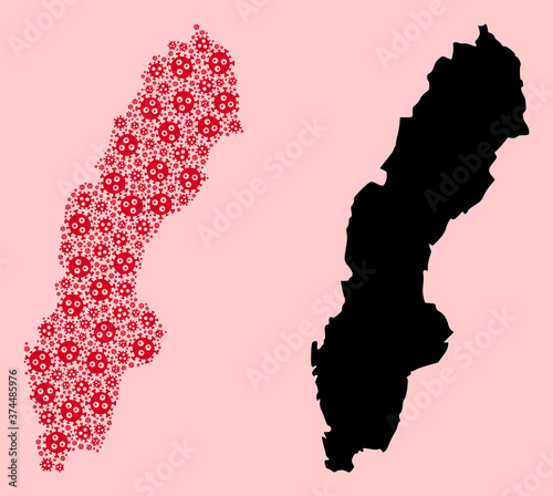 Vector Collage Map of Sweden of Outbreak Icons and Solid Map