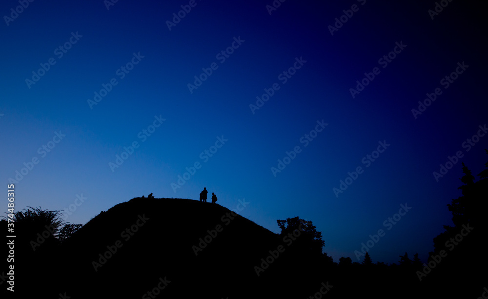 Naklejka premium Silhouette of a group of people against the sky