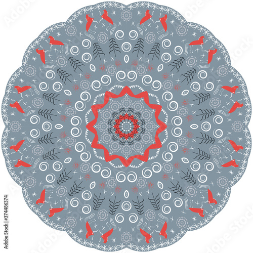 Russian nord folk round pattern, vector illustration