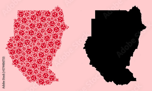 Vector Collage Map of Sudan of Infection Icons and Solid Map