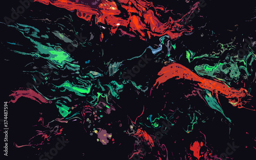 Splashes of multi-colored paints. Fragment of a work of art. Abstract background