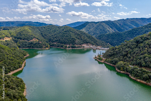 The view of the dam of the Sau Reservoir  in the Ter River  in the Province of Girona  Spain