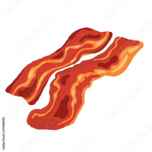 Slices of delicious bacon without background Vector