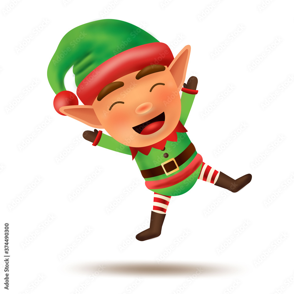 Vector illustration of Little elf jumps isolated on white background.
Vector illustration of Little elf jumps isolated on white background.