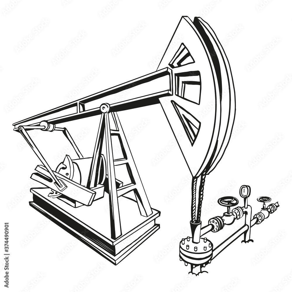 vector drawing of oil pump jack Stock Vector Adobe Stock