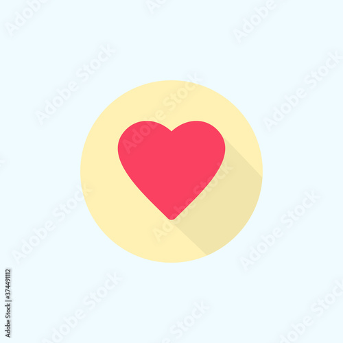 Vector illustration of heart flat icon on light background.
