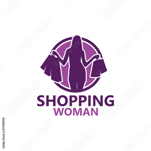 Shopping Woman Logo Template Design Vector
