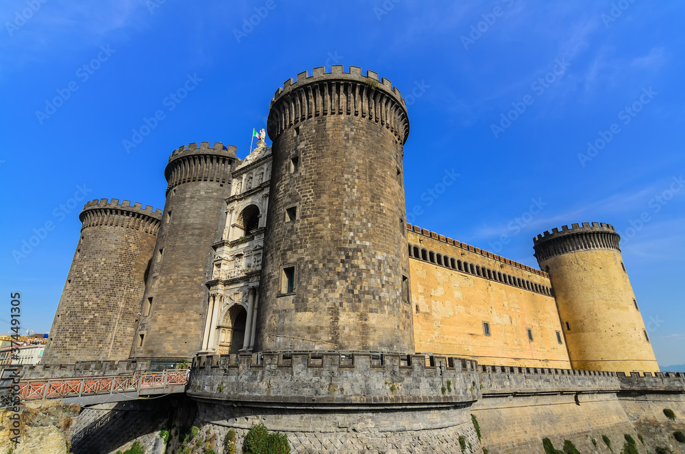 Castel Nuovo Medieval fortress with 5 towers and a Renaissance triumphal arch often called Maschio Angioino one of the main architectural landmarks of the city.