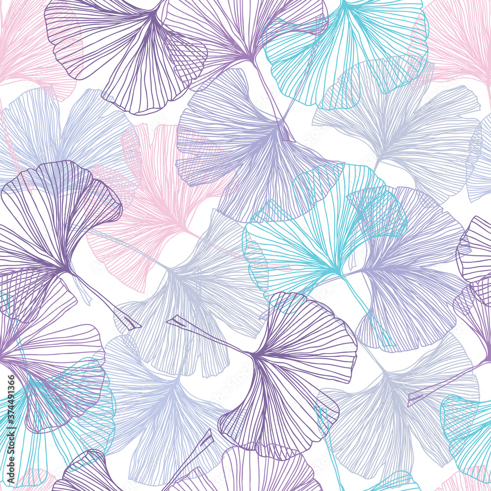 Gingko biloba seamless vector background pattern. Gingko biloba seamless vector background pattern.