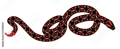 viper snake red and black serpent