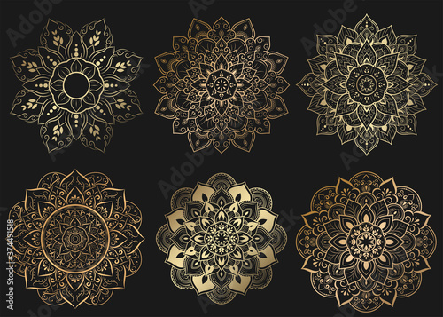 Set of mandala with floral ornament pattern,Vector mandala relaxation patterns unique design with nature style, Hand drawn pattern,Mandala template for page decoration cards, book, logos